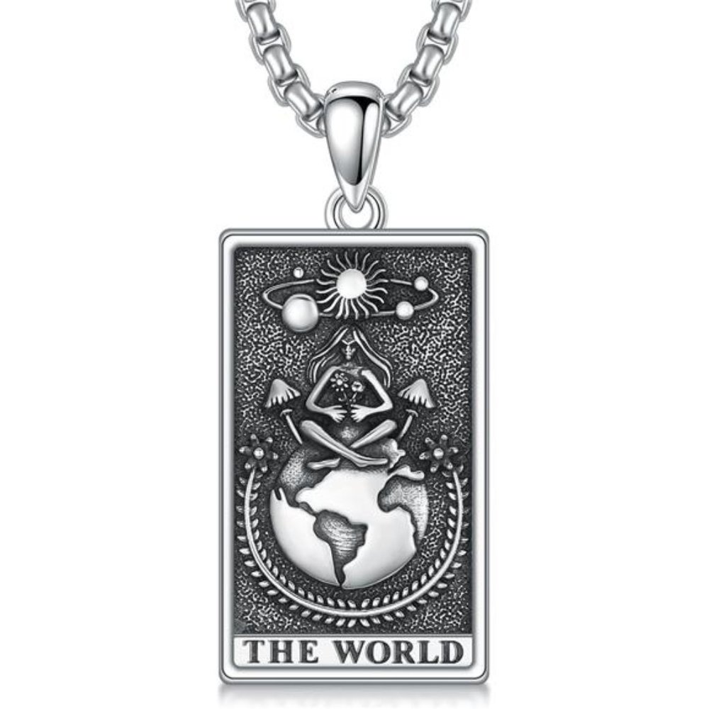 Tarot Card Necklace 925 Sterling Silver Skeleton Necklace The Sun Moon